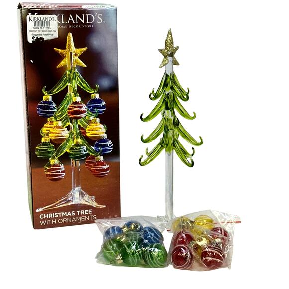 Kirkland's Festive Holiday 10" Colorful Glass Christmas Tree 16 Glass Ornaments - Picture 1 of 5